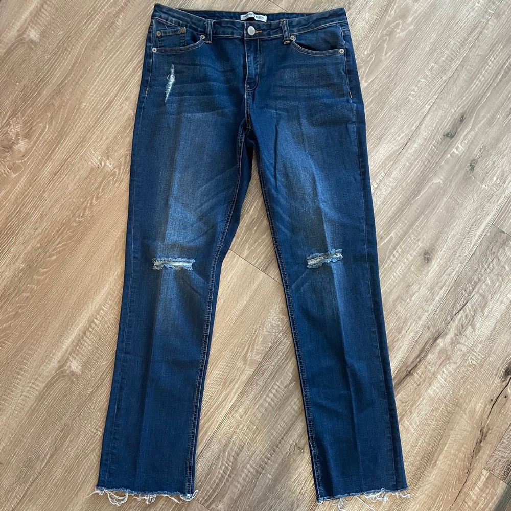 Twenty One Black Rue21 Women Jeans Plus Size 14 Blue Cotton Distressed Curvy
